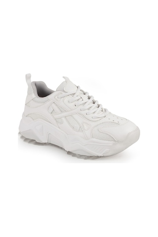 Libero L083.65137 Gri Hakiki Deri Kadın Sneaker Yüksek Tabanlı Rahat Spor Ayakkabı Beyaz