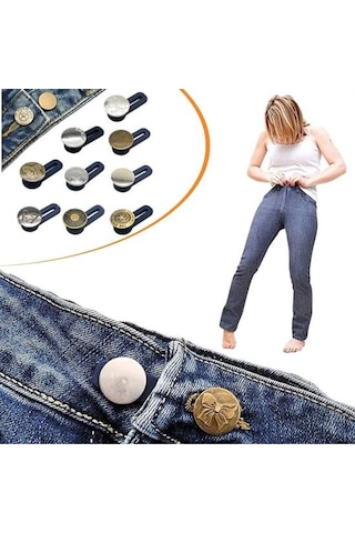 10 Adet Yedek Kot Düğmeleri Beden Genişletici Açık Bej