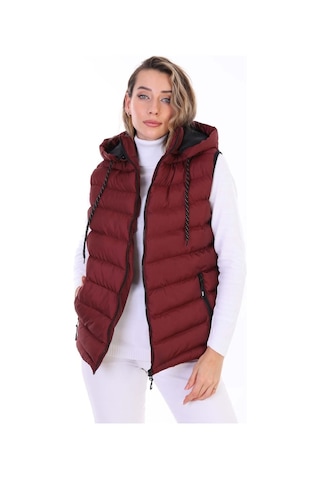 Everest Kadın Jel Dolgu Kapüşonlu Şişme Yelek Bordo