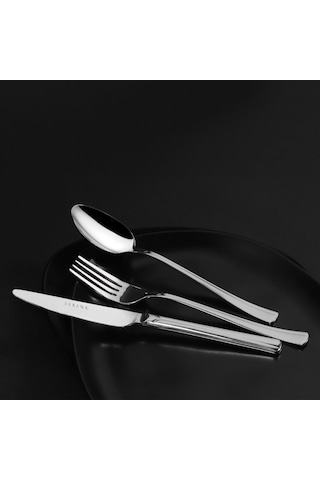 Serenk Paris Çelik Çatal Kaşık Bıçak Takımı 18 Parça Gümüş
