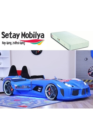 Setaymobilya Arabalı Yatak Audi V7 + Ortopedik Yatak , Kapıları Açılan , Setay