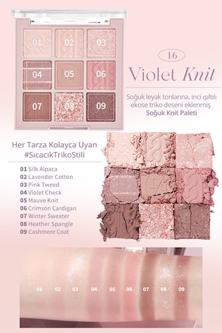 Dasique Mat Ve Işıltılı Renk Seçenekleri Sunan Far Paleti Shadow Palette 16 Violet Knit 16 Violet Knit