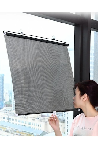 Gajeena Güneşlik Stor Perde - 58x125 Cm Ayarlanabilir Siyah Pencere Koruması