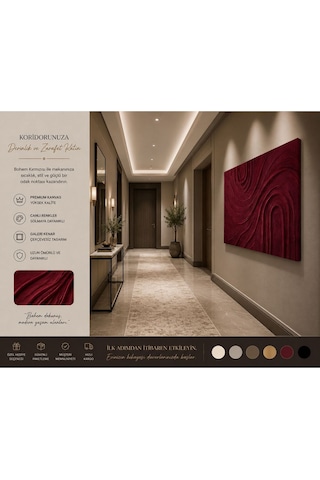 Modern Bohem Vişne Kırmızısı Soyut Dokulu Kanvas Tablo Premium Dekoratif Duvar Tablosu Salon, Yatak Odası, Koridor Ve Ofis Dekorasyonu İçin Şık Tasarım