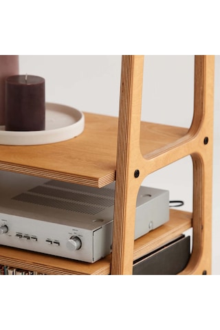 Woodesk Vinilo, Ahşap, 114x50, Tik Renk, Kitaplık Ve Pikap Standı