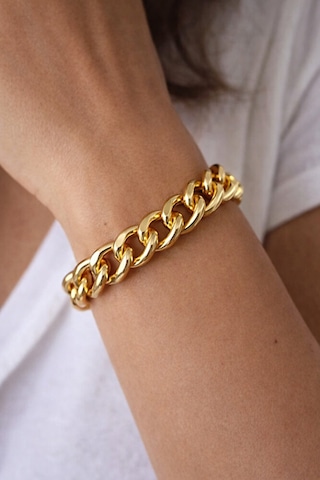 Kalın Zincirli Cadena Gold Bileklik Gümüş + Altın