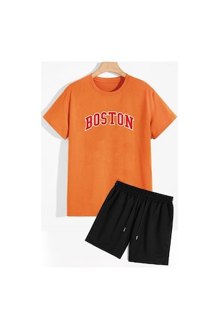 Boston Şort T-shirt Eşofman Takımı Turuncu
