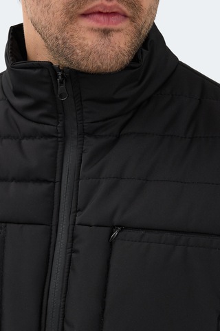 Slazenger Baldwıng Erkek Dik Yaka Fermuarlı Siyah Mont & Kaban Siyah
