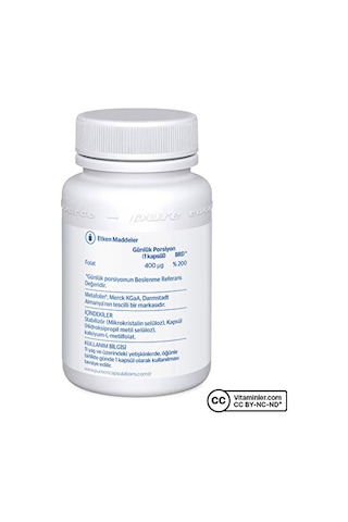 Pure Encapsulations Folate 400 Mcg 60 Kapsül