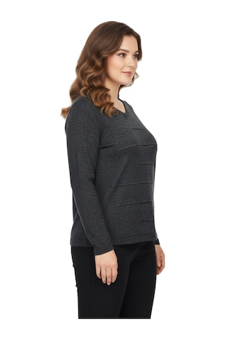 Wearon Kadın Yumoş Taşlı V Yaka Bluz Bgl-st05144 Antrasit