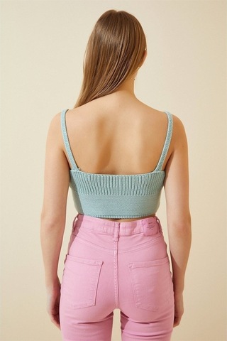 Kadın Mint Yeşili Önü Bağcıklı Bluz-Mint Yeşili