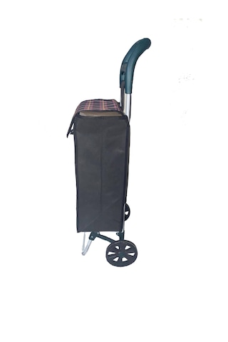 Tekerlekli Pazar Arabası Ve Çantası, Pazar Sepeti - Siyah Kırmızı