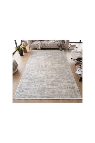 Merinos Vista %100 Akrilik Beyaz Gri Desenli Kesme Halı Yolluk Antre Koridor Salon Halısı 79300-95