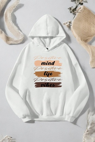 Uyguntarz Mind Life Vibes Baskılı Oversize Sweatshirt Mavi