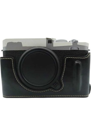 Pazly Fujifilm X-e4 İçin Siyah Pu Deri Alt Kasa, Pil Açma Tasarımlı Yarım Kapak