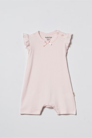 Babycosy Organic Wear %100 Organik Pamuk,2 Li Kız Bebek Tulum,fırfırlı Kısa Kol,yazlık Tulum Set,0-24 Ay,bebek Serisi Pembe