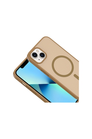 Apple Uyumlu iPhone 15 Kılıf Mat Magsafe Şarj Özellikli Hassas Butonlu Renkli Yumuşak Kenarlı Premium Babet Kapak Desert Gold