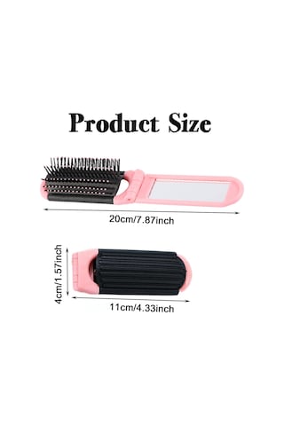 Paket Katlanabilir Aynalı Tarak, Anti-statik Saç Fırçası, Kompakt
