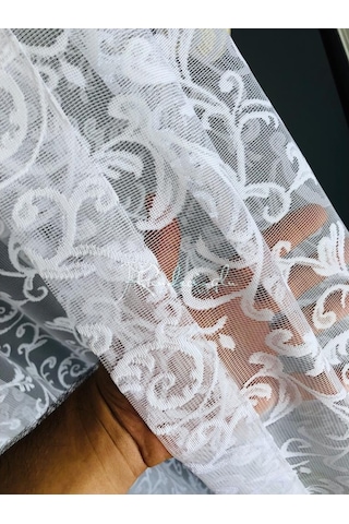 Tül Perde Şal Desen Jakar Desenli Kumaş 2 Renk Seçeneği Çok Renkli