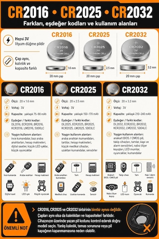 5 Adet Cr2025 Lityum Büyük Düğme Pil 3 Volt Araba Anahtarı Tartı Kumanda Sensör Pili