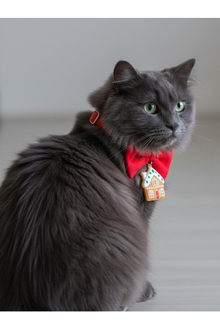Gingerhome Kedi Papyon Tasması Kırmızı Fiyonk Boyun Aksesuarı Noel Temalı Kedi Süsü