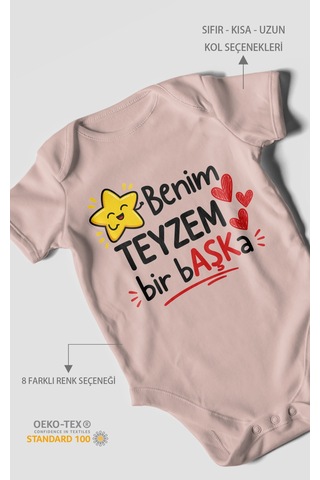 Morivokids Benim Teyzem Bir Başka Kısa Kollu Bebek Body %100 Pamuk Pastel Pembe