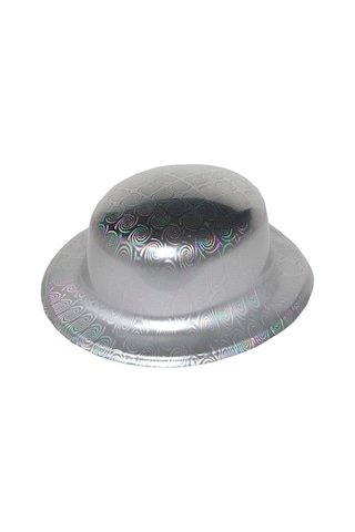 Mey İthalat Gümüş Renk Hologramlı Plastik Yuvarlak Melon 27x24 Cm