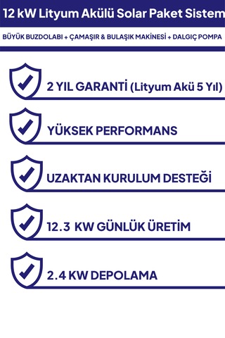 12 Kw Lityum Akülü Solar Güneş Enerjisi Sistemi