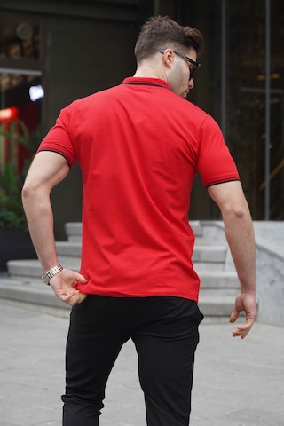 Madmext Kırmızı Çizgili Polo Yaka Tişört 5869-Kırmızı