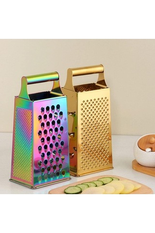 Createtech 4 Taraflı Mutfak Grater - Paslanmaz Çelik Sebze Dilimleyici - Rastgele Renk Rastgele Renk