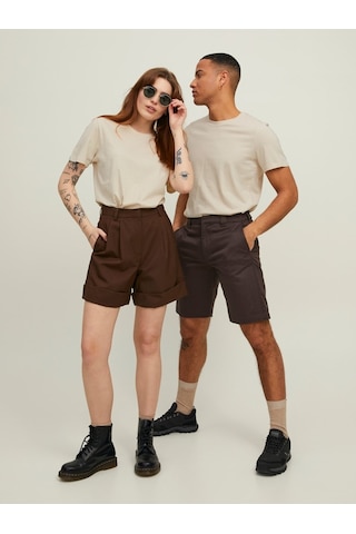 Jack & Jones Yuvarlak Yaka Ekru Erkek T-Shirt 12113648 Bej