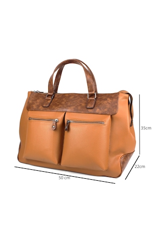 Seyahat Çantası Spor Çanta Unisex Taba Suni Deri El Valizi Taba