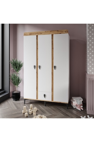 Patiko Rose 3 Kapaklı Dolap Meşe