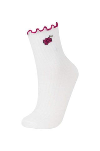 Defacto Kadın Fırfırlı 3lü Pamuklu Soket Çorap E2065axnswt1 Beyaz-wt1