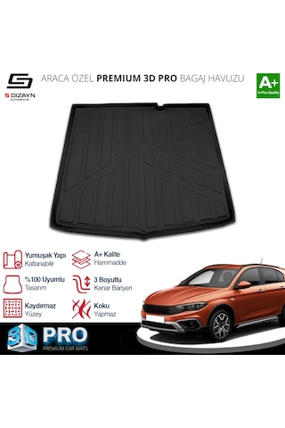 S-dizayn Fiat Egea Cross 3d Pro Bagaj Havuzu 2020 Üzeri A+ Kalite