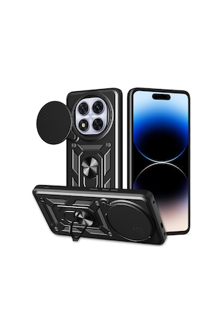 Teleplus Xiaomi Redmi Note 14 Pro Plus Kılıf Magnetik Standlı Kamera Korumalı Slide Sürgülü Cover Kapak