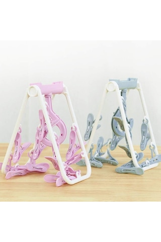 2'li Çamaşır Kurutma Makinesi İçin Askılı Giysi Askıları, Katlanabilir Çorap Ve İç Çamaşırı Askıları - Nordic Blue Ve Pink B Diğer