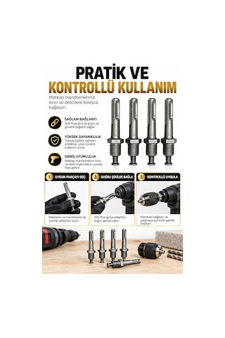 Sds Plus Mandren Adaptörü 4'lü Set Matkap İçin