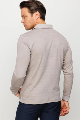 Desen Triko Erkek Polo Yaka Desenli Uzun Kollu Sweatshirt Bej Bej