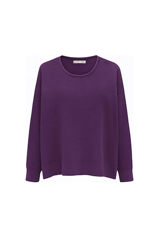 6183 Kadın Nopeli Oversize Triko İnce Kazak Mor Mor