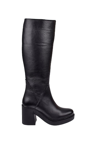 Pullman Hakiki Deri Kalın Topuklu Kadın Çizme Sk-83900 Siyah-siyah Siyah