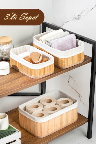 Porsima 2084 Dikdörtgen 3lü Pinterest Sepet Bambu Sepet Seti Dekoratif Banyo Mutfak Düzenleyici Organizeri Sarı