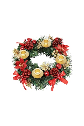 H47436-2 Noel Advent Çelengi 12 Inç Advent Mumluk Halkası Yapay