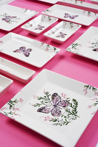 Piatti Naturali 16 Parça 6 Kişilik Kelebek Kahvaltı Takımı Handmade Sunum Seti Çok Renkli