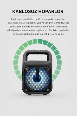 Torima GTS-1362 Bluetooth 5.0 RGB Işıklı Kablosuz Speaker