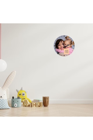 Anneye Hediye Resim Ve Mesajlı Duvar Saati 29121 Çok Renkli