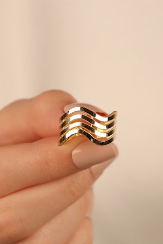 Çgk Çiğdem Gürel Kuyumculuk Zikzak Ajda 4 Sıra Kaburga Altın Yüzük Gold