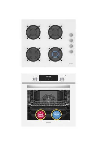 Simfer 9 Fonksiyon QS Dijital Beyaz 2'li Ankastre Set (8209 Fırın + 3507 Ocak)