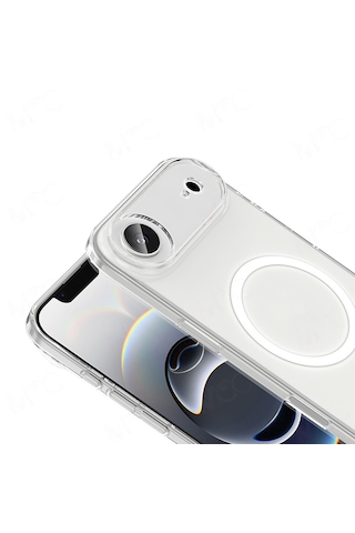 IPhone Uyumlu 17 Air Kılıf M-safe Şarj Özellikli Şeffaf Kamera Çerçeveli Pürüzsüz Kapak