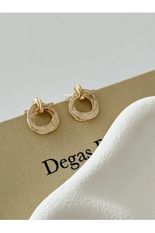 Özel Tasarım Zirkon Halka Küpe Altın